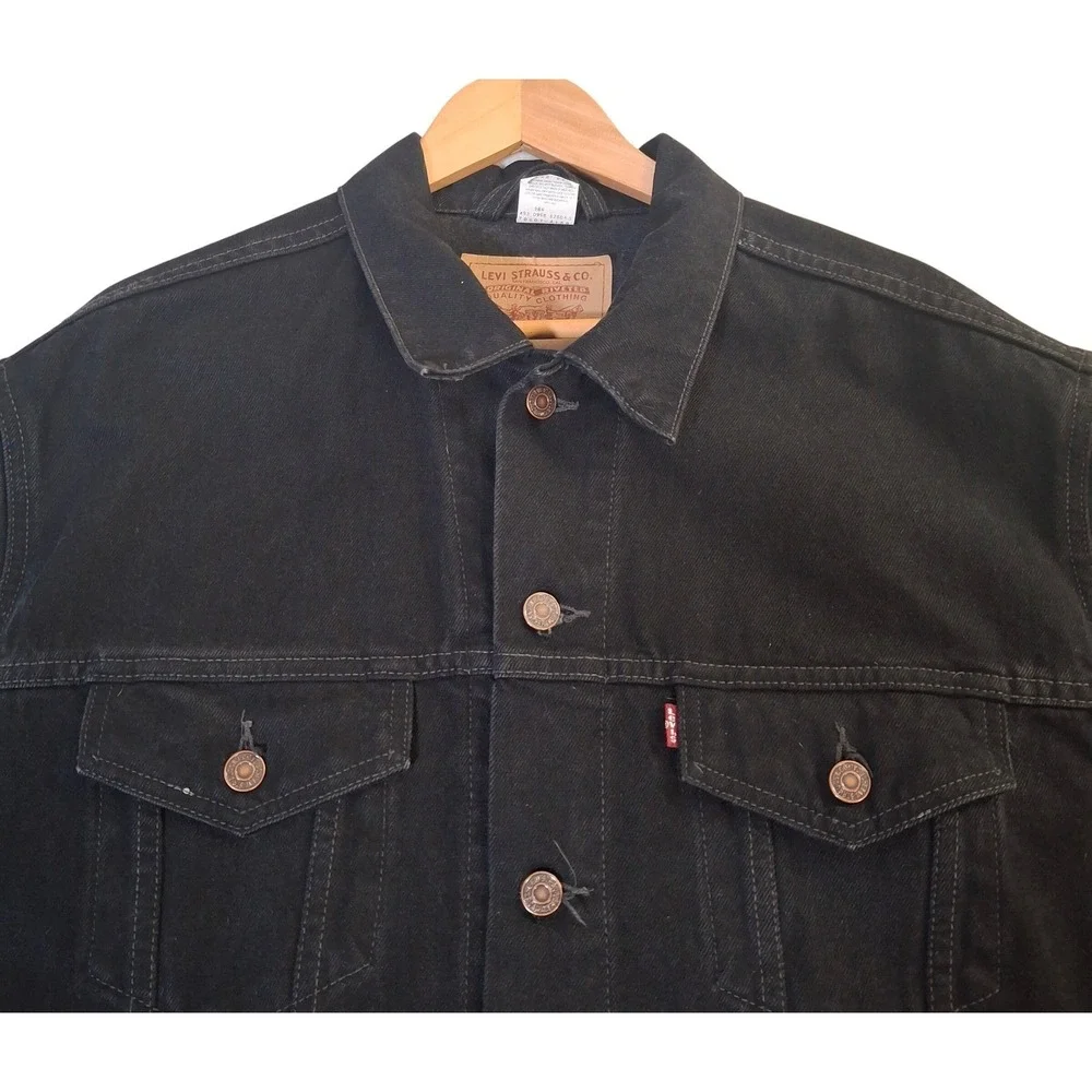 Vintage 90s Levi's 70507-4159 Denim Trucker Jacket Mens Large Black Cotton